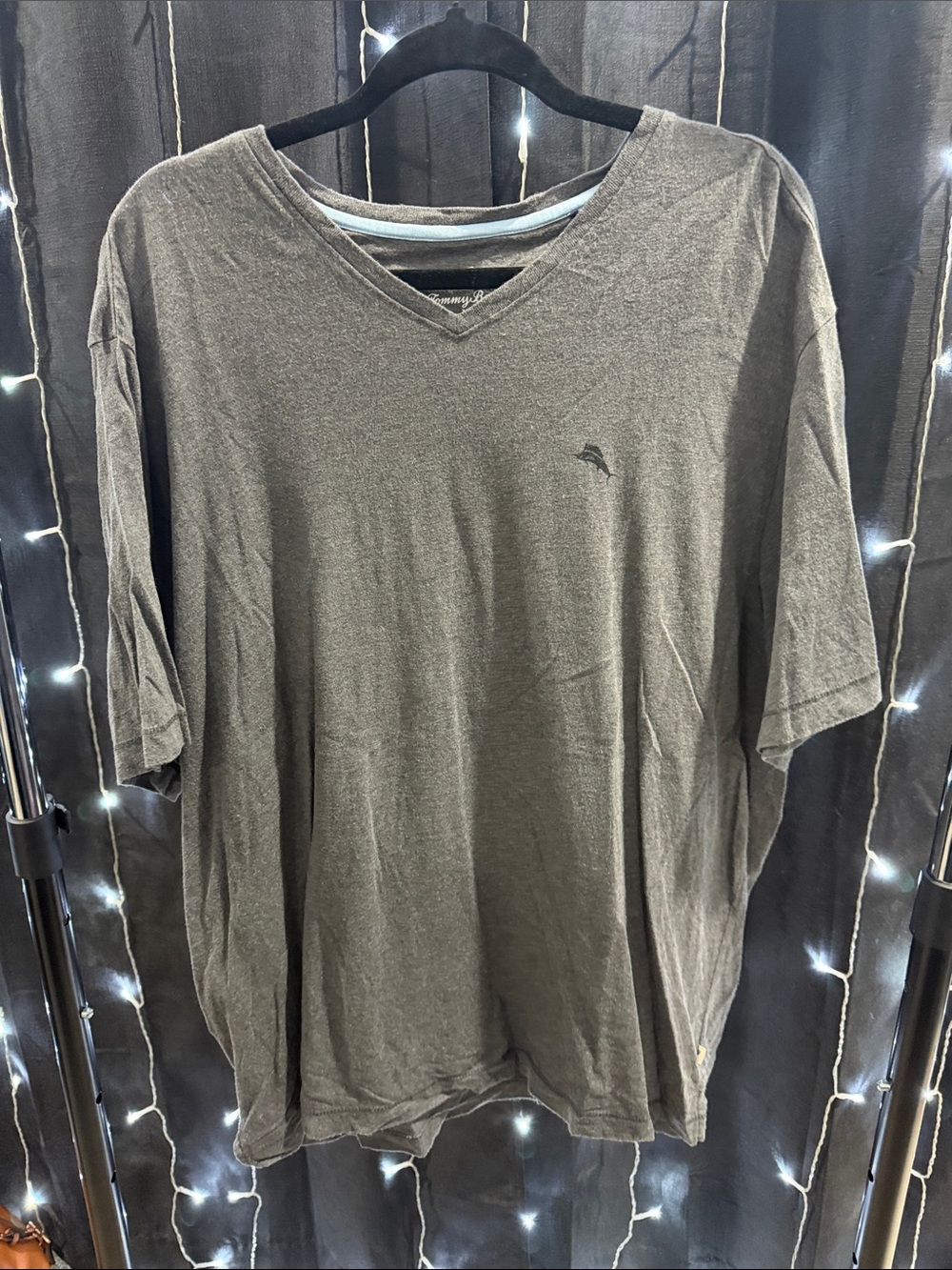 Tommy Bahama Men's V-Neck Short Sleeve Shirt - Charcoal